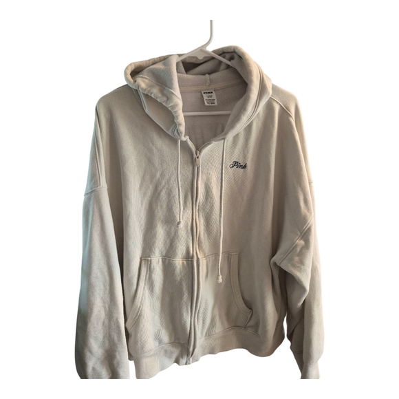 PINK Victoria's Secret Cream And Navy Sweatshirt Xl Heart In Nashville - Picture 1 of 4